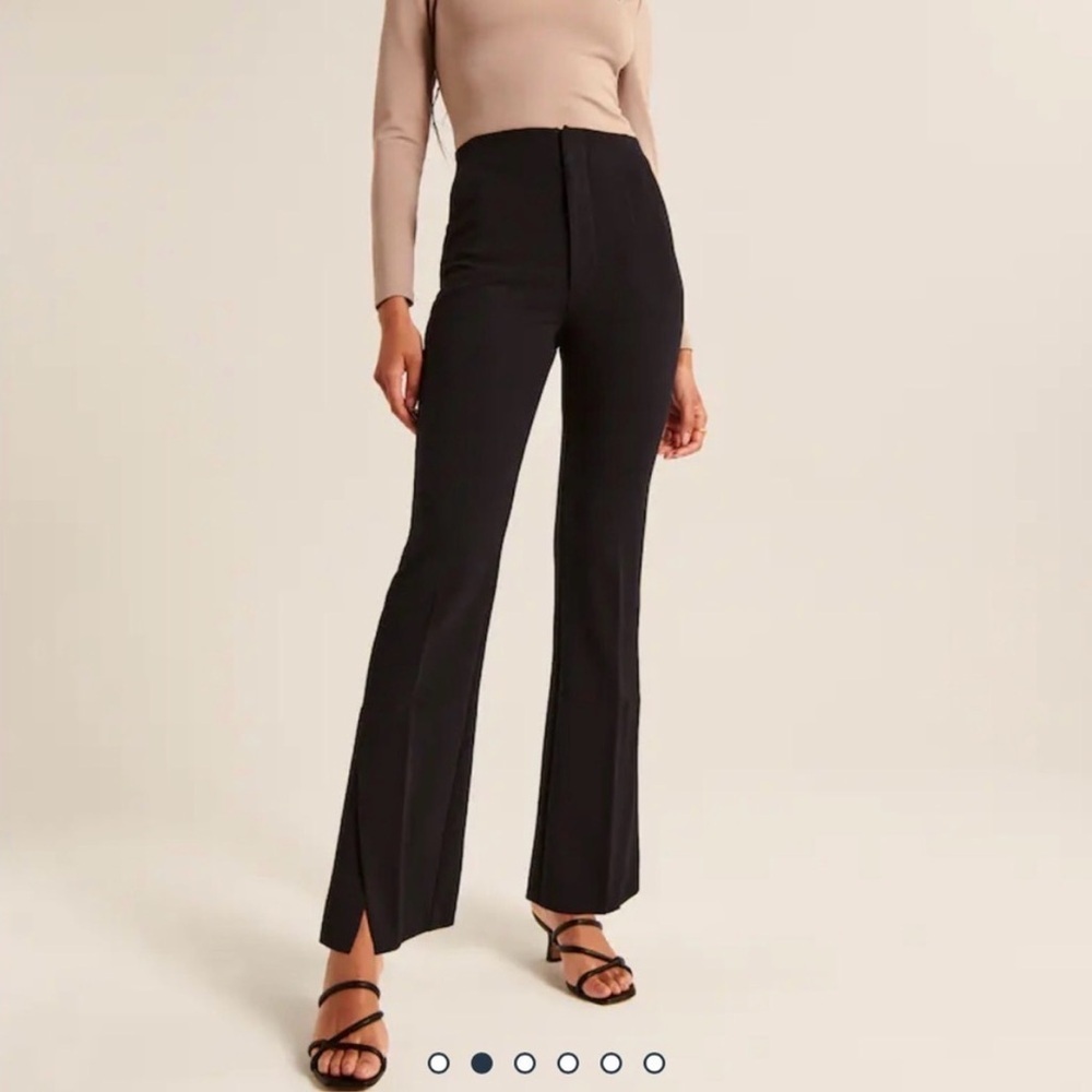 New Abercrombie & Fitch Pointe Front Tailored Split Hem Flare Pant Black 30 Long